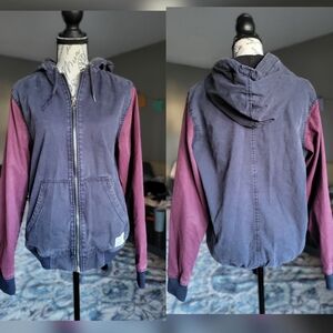 Divided Two-Tone Hooded Jacket – Blue and Purple